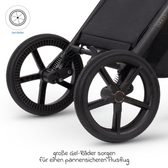 Venicci 2in1 Kombi-Kinderwagen Claro bis 22 kg mit Babywanne, Sportsitz, Teleskopschieber, Liegeposition inkl. Regenschutz, Beindecke, Schnullerkette, Spieluhr, Greifling & Wickeltasche - Caramel