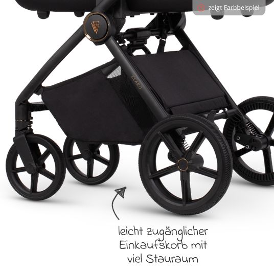 Venicci 2in1 Claro baby carriage up to 22 kg with carrycot, sports seat, telescopic push bar, reclining position incl. rain cover, leg cover, pacifier chain, music box, grasping toy & changing bag - Caramel