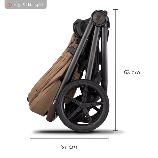 Venicci 2in1 Claro baby carriage up to 22 kg with carrycot, sports seat, telescopic push bar, reclining position incl. rain cover, leg cover, pacifier chain, music box, grasping toy & changing bag - Caramel