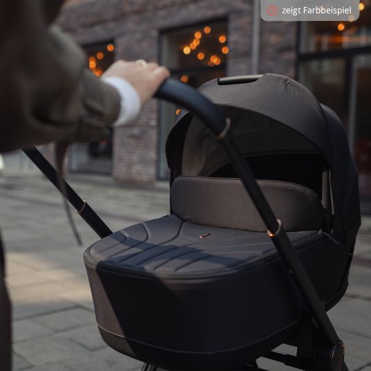 Venicci 2in1 Claro baby carriage up to 22 kg with carrycot, sports seat, telescopic push bar, reclining position incl. rain cover, leg cover, pacifier chain, music box, grasping toy & changing bag - Caramel