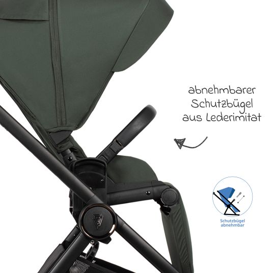 Venicci 2in1 Kombi-Kinderwagen Claro bis 22 kg mit Babywanne, Sportsitz, Teleskopschieber, Liegeposition inkl. Regenschutz, Beindecke, Schnullerkette, Spieluhr, Greifling & Wickeltasche - Forest