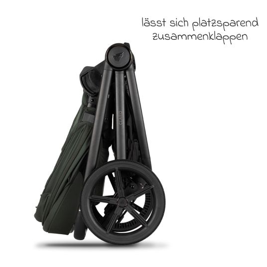 Venicci 2in1 Kombi-Kinderwagen Claro bis 22 kg mit Babywanne, Sportsitz, Teleskopschieber, Liegeposition inkl. Regenschutz, Beindecke, Schnullerkette, Spieluhr, Greifling & Wickeltasche - Forest