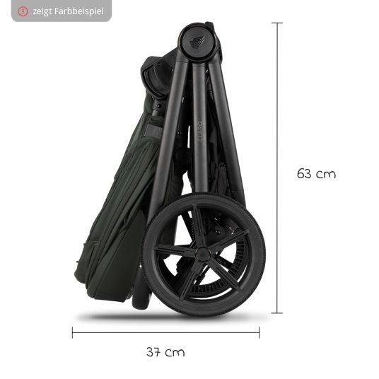 Venicci Passeggino Claro 2in1 fino a 22 kg con navicella, sedile sportivo, maniglione telescopico, posizione reclinabile, incluso parapioggia, coprigambe, catena per ciucci, carillon, giocattolo da afferrare e borsa fasciatoio - Foresta