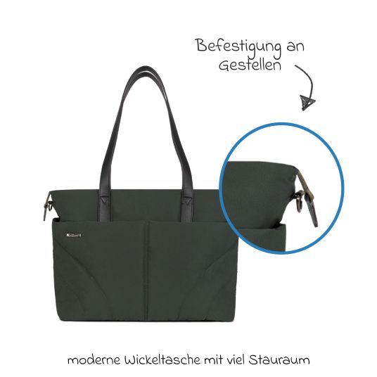 Venicci 2in1 Kombi-Kinderwagen Claro bis 22 kg mit Babywanne, Sportsitz, Teleskopschieber, Liegeposition inkl. Regenschutz, Beindecke, Schnullerkette, Spieluhr, Greifling & Wickeltasche - Forest