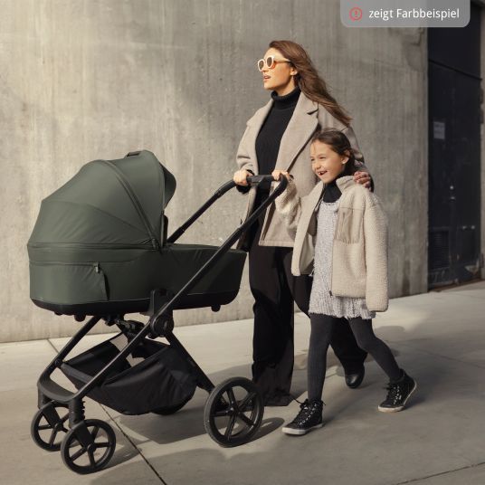 Venicci 2in1 Claro baby carriage up to 22 kg with carrycot, sports seat, telescopic push bar, reclining position incl. rain cover, leg cover, pacifier chain, music box, grasping toy & changing bag - Noir