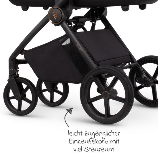 Venicci 2in1 Claro baby carriage up to 22 kg with carrycot, sports seat, telescopic push bar, reclining position incl. rain cover, leg cover, pacifier chain, music box, grasping toy & changing bag - Vanilla