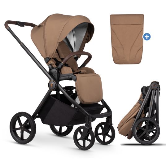 Venicci Buggy & Sportwagen Claro bis 22 kg mit Teleskopschieber, Liegeposition inkl. Beindecke - Caramel