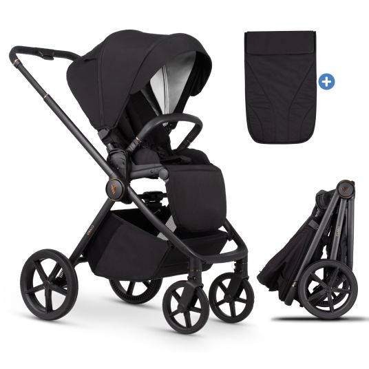 Venicci Buggy & pushchair Claro up to 22 kg with telescopic push bar, reclining position incl. leg cover - Noir