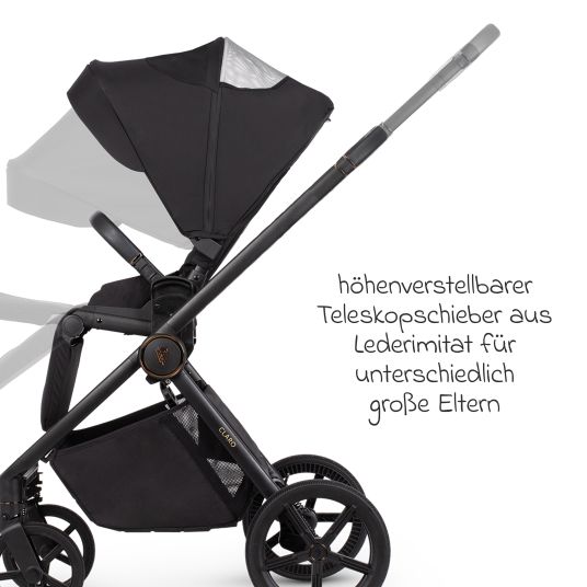 Venicci Buggy & pushchair Claro up to 22 kg with telescopic push bar, reclining position incl. leg cover - Noir