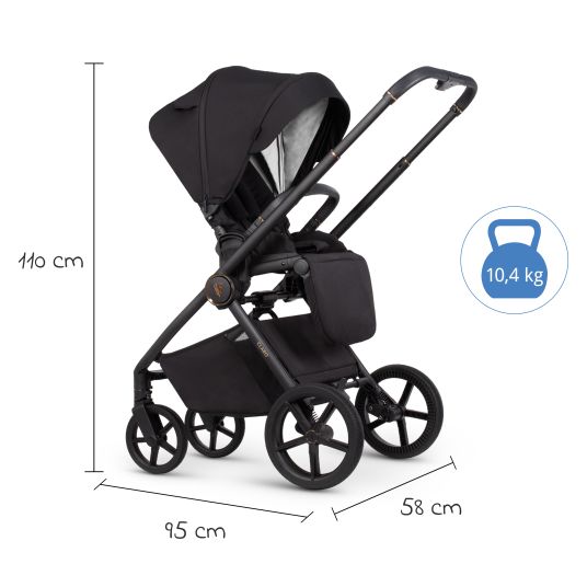 Venicci Buggy & pushchair Claro up to 22 kg with telescopic push bar, reclining position incl. leg cover - Noir