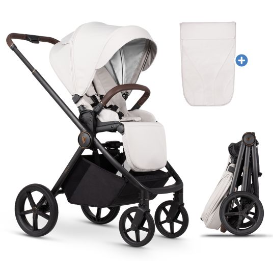 Venicci Buggy & pushchair Claro up to 22 kg with telescopic push bar, reclining position incl. leg cover - Vanilla