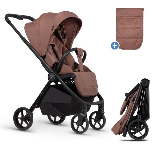 Venicci Buggy & Sportwagen Vero bis 22 kg mit Teleskopschieber, Liegeposition inkl. Regenschutz, Tragegurt & Beindecke - Blush