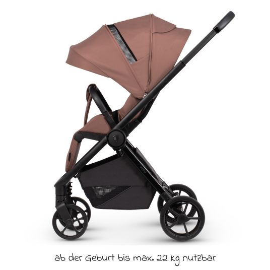 Venicci Buggy & Sportwagen Vero bis 22 kg mit Teleskopschieber, Liegeposition inkl. Regenschutz, Tragegurt & Beindecke - Blush