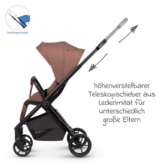 Venicci Buggy & Sportwagen Vero bis 22 kg mit Teleskopschieber, Liegeposition inkl. Regenschutz, Tragegurt & Beindecke - Blush