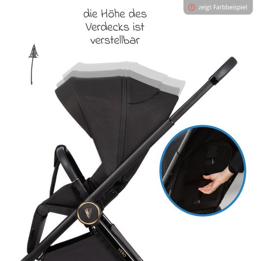 Venicci Buggy & pushchair Vero up to 22 kg with telescopic push bar, reclining position incl. rain cover, carrying strap & leg cover - Blush