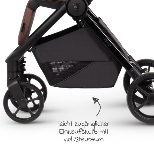 Venicci Buggy & pushchair Vero up to 22 kg with telescopic push bar, reclining position incl. rain cover, carrying strap & leg cover - Blush