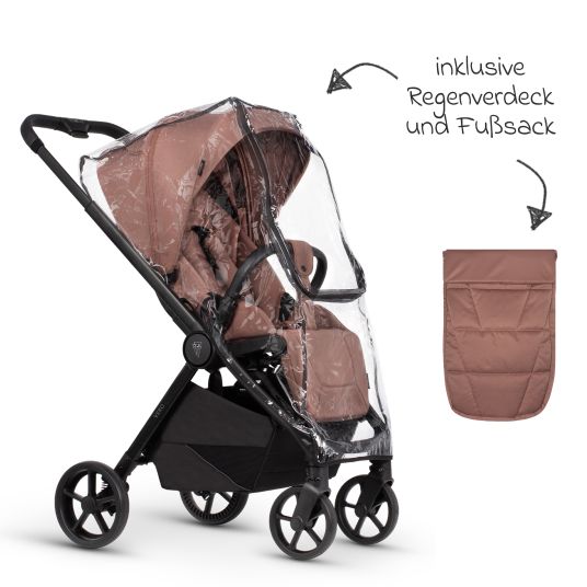 Venicci Buggy & Sportwagen Vero bis 22 kg mit Teleskopschieber, Liegeposition inkl. Regenschutz, Tragegurt & Beindecke - Blush