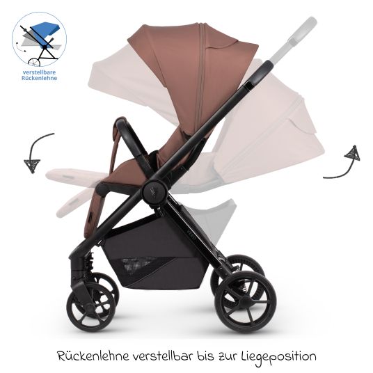 Venicci Buggy & Sportwagen Vero bis 22 kg mit Teleskopschieber, Liegeposition inkl. Regenschutz, Tragegurt & Beindecke - Blush