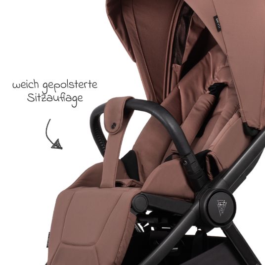 Venicci Buggy & Sportwagen Vero bis 22 kg mit Teleskopschieber, Liegeposition inkl. Regenschutz, Tragegurt & Beindecke - Blush