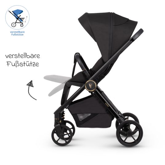 Venicci Buggy & Sportwagen Vero bis 22 kg mit Teleskopschieber, Liegeposition inkl. Regenschutz, Tragegurt & Beindecke - Night