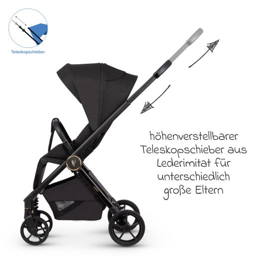 Venicci Buggy & Sportwagen Vero bis 22 kg mit Teleskopschieber, Liegeposition inkl. Regenschutz, Tragegurt & Beindecke - Night