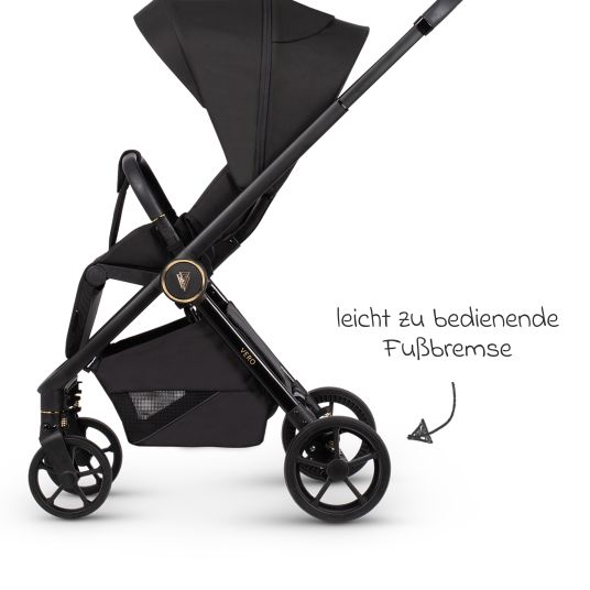 Venicci Buggy & pushchair Vero up to 22 kg with telescopic push bar, reclining position incl. rain cover, carrying strap & leg cover - Night