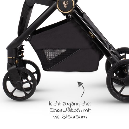 Venicci Buggy & pushchair Vero up to 22 kg with telescopic push bar, reclining position incl. rain cover, carrying strap & leg cover - Night