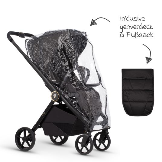 Venicci Buggy & pushchair Vero up to 22 kg with telescopic push bar, reclining position incl. rain cover, carrying strap & leg cover - Night