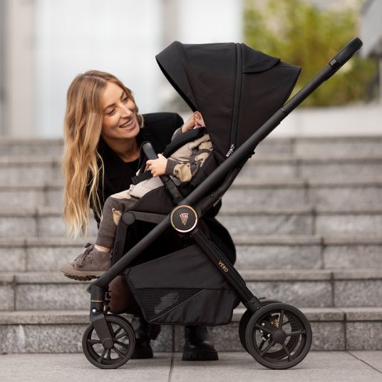 Venicci Buggy & pushchair Vero up to 22 kg with telescopic push bar, reclining position incl. rain cover, carrying strap & leg cover - Night