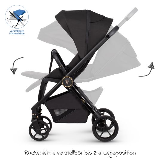 Venicci Buggy & Sportwagen Vero bis 22 kg mit Teleskopschieber, Liegeposition inkl. Regenschutz, Tragegurt & Beindecke - Night