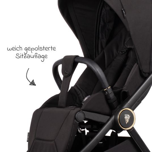 Venicci Buggy & pushchair Vero up to 22 kg with telescopic push bar, reclining position incl. rain cover, carrying strap & leg cover - Night