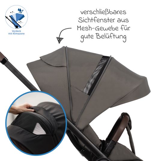 Venicci Buggy & Sportwagen Vero bis 22 kg mit Teleskopschieber, Liegeposition inkl. Regenschutz, Tragegurt & Beindecke - Sage