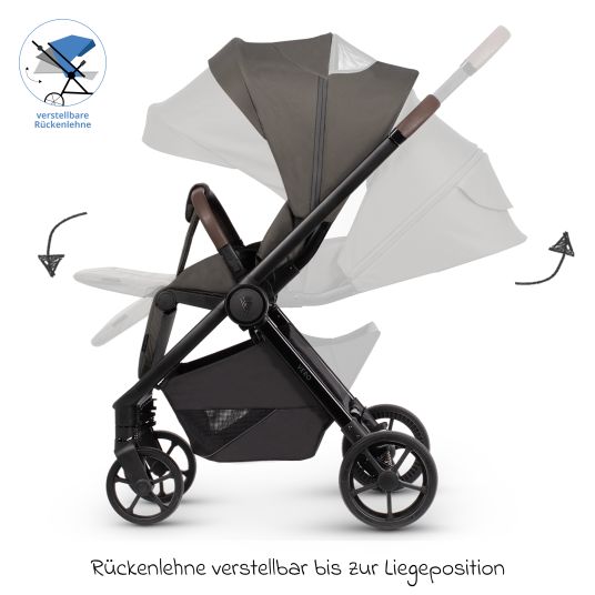 Venicci Buggy & Sportwagen Vero bis 22 kg mit Teleskopschieber, Liegeposition inkl. Regenschutz, Tragegurt & Beindecke - Sage