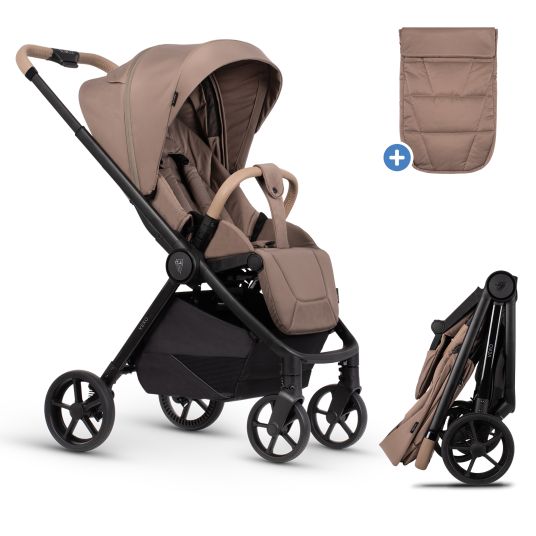 Venicci Buggy & Sportwagen Vero bis 22 kg mit Teleskopschieber, Liegeposition inkl. Regenschutz, Tragegurt & Beindecke - Sand