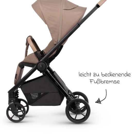 Venicci Buggy & Sportwagen Vero bis 22 kg mit Teleskopschieber, Liegeposition inkl. Regenschutz, Tragegurt & Beindecke - Sand