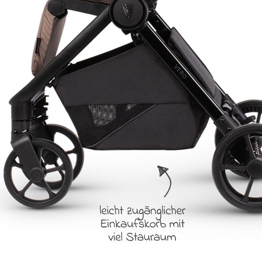 Venicci Buggy & Sportwagen Vero bis 22 kg mit Teleskopschieber, Liegeposition inkl. Regenschutz, Tragegurt & Beindecke - Sand