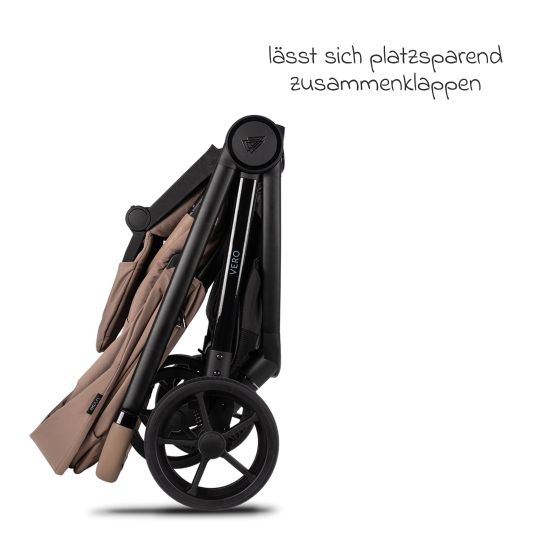 Venicci Buggy & Sportwagen Vero bis 22 kg mit Teleskopschieber, Liegeposition inkl. Regenschutz, Tragegurt & Beindecke - Sand