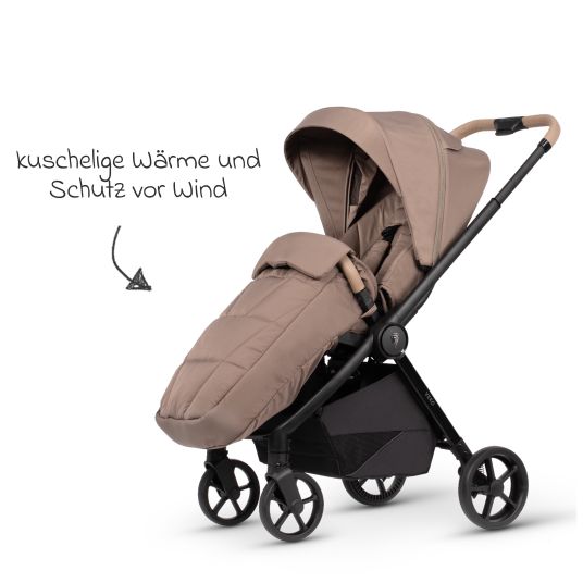 Venicci Buggy & Sportwagen Vero bis 22 kg mit Teleskopschieber, Liegeposition inkl. Regenschutz, Tragegurt & Beindecke - Sand