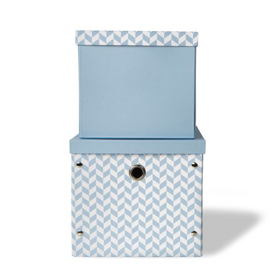 Vinter & Bloom Aufbewahrungsboxen Herringbone Storage Boxes - 2er Pack - Blue