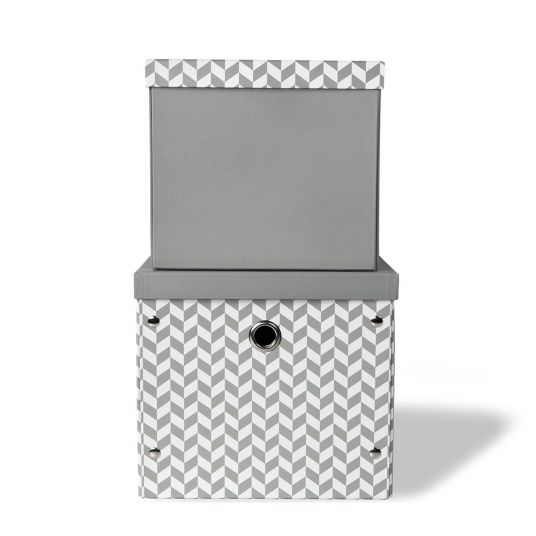 Vinter & Bloom Storage Boxes Herringbone Storage Boxes - Pack of 2 - Grey