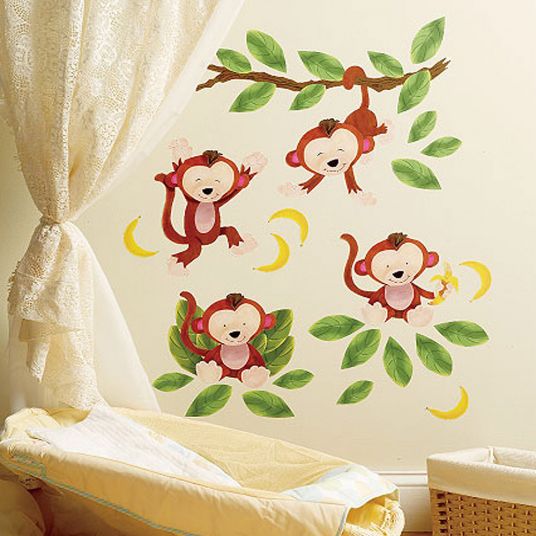 Wallies 24 pcs wall sticker set - Baby Monkeys