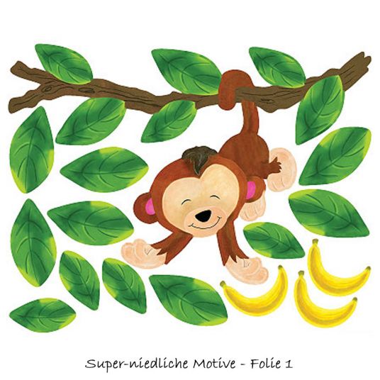 Wallies 24 pcs wall sticker set - Baby Monkeys