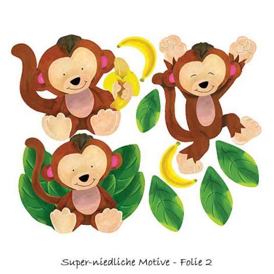 Wallies 24-tlg. Wandaufkleber-Set - Baby Monkeys
