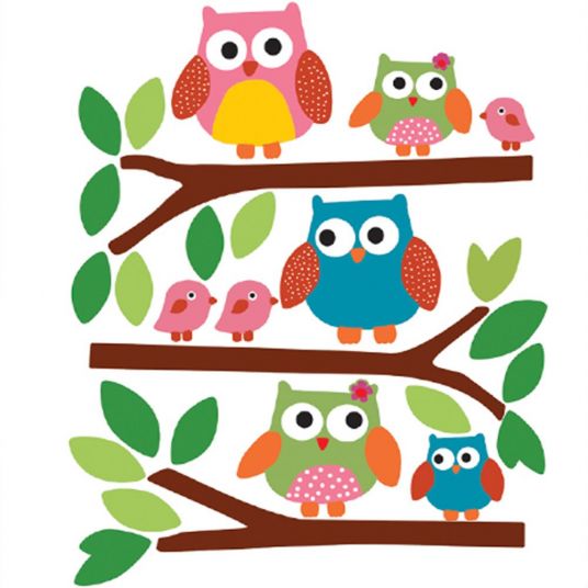 Wallies 30 pcs wall sticker set - owls
