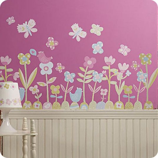 Wallies Set di adesivi murali da 34 pezzi - Prato fiorito Baby Daisy