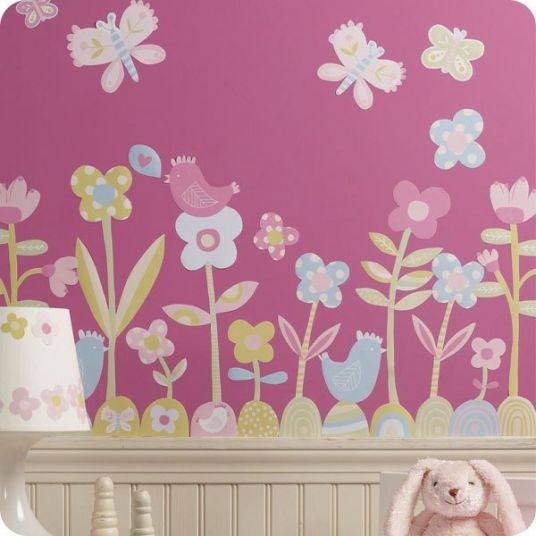 Wallies Set di adesivi murali da 34 pezzi - Prato fiorito Baby Daisy