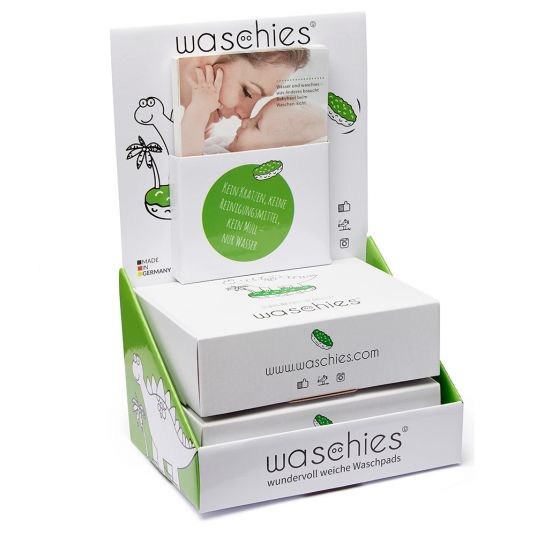 Waschies Tappetini di lavaggio waschies 15 x 10 cm - Set di 3 - Verde / Bianco