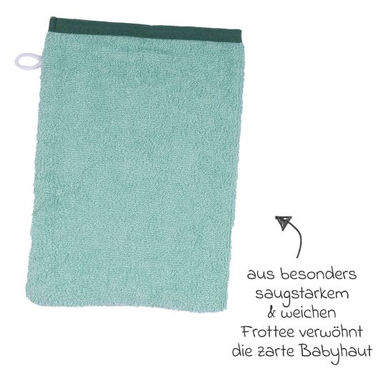 Wörner 2-tlg. Bade-Set Kapuzenbadetuch inkl. Waschhandschuh 80 x 80 cm - Stickerei Ente - Mint