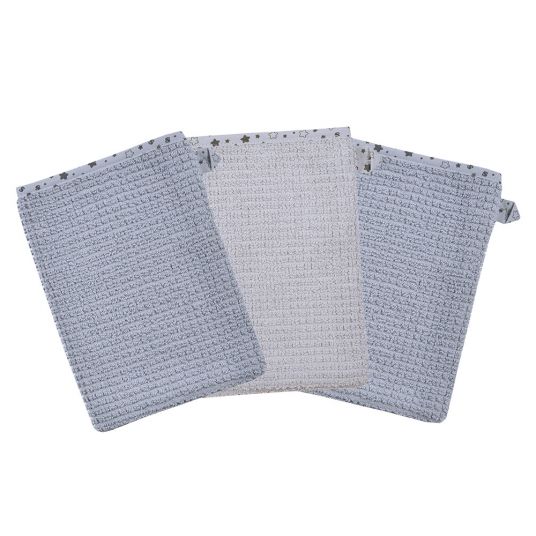 Wörner 3 confezioni di guanti da lavaggio in cotone organico - Walli - Grigio