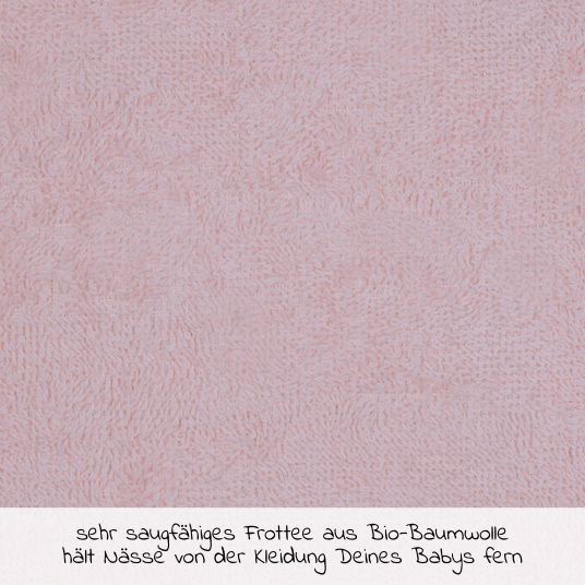 Wörner Ärmel-Lätzchen aus Bio-Baumwolle 68 x 34 cm - Stickerei Igel / Schnecke - Rosa